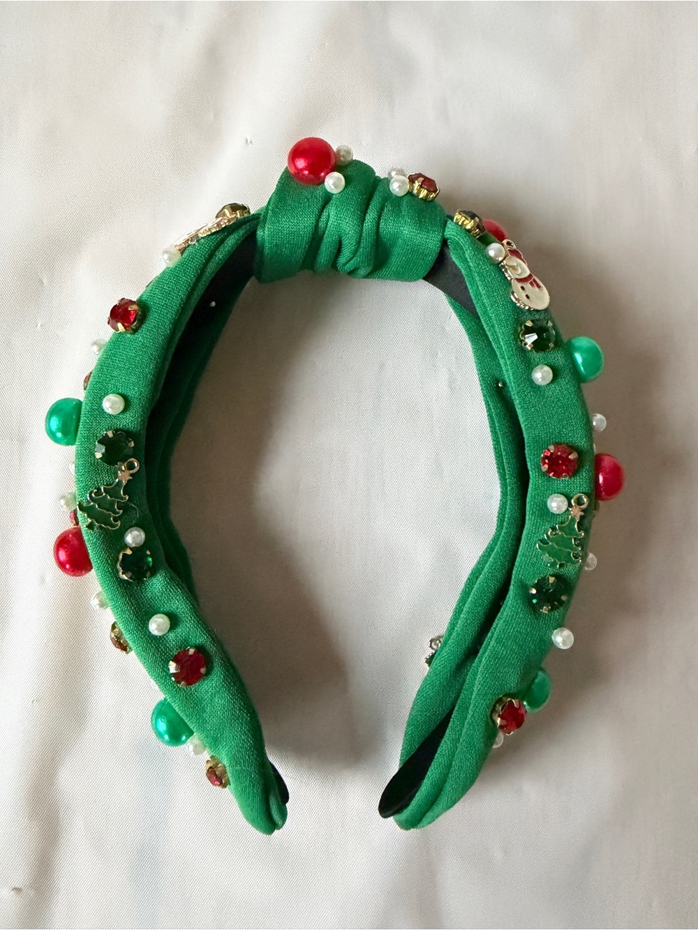 Green Christmas Jeweled Knot Headband with Charms for girls to women nWOT